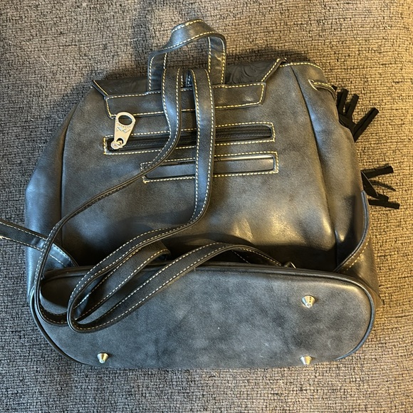 Montana West medium backpack purse, black and rhinestones with suede closure - Picture 2 of 3